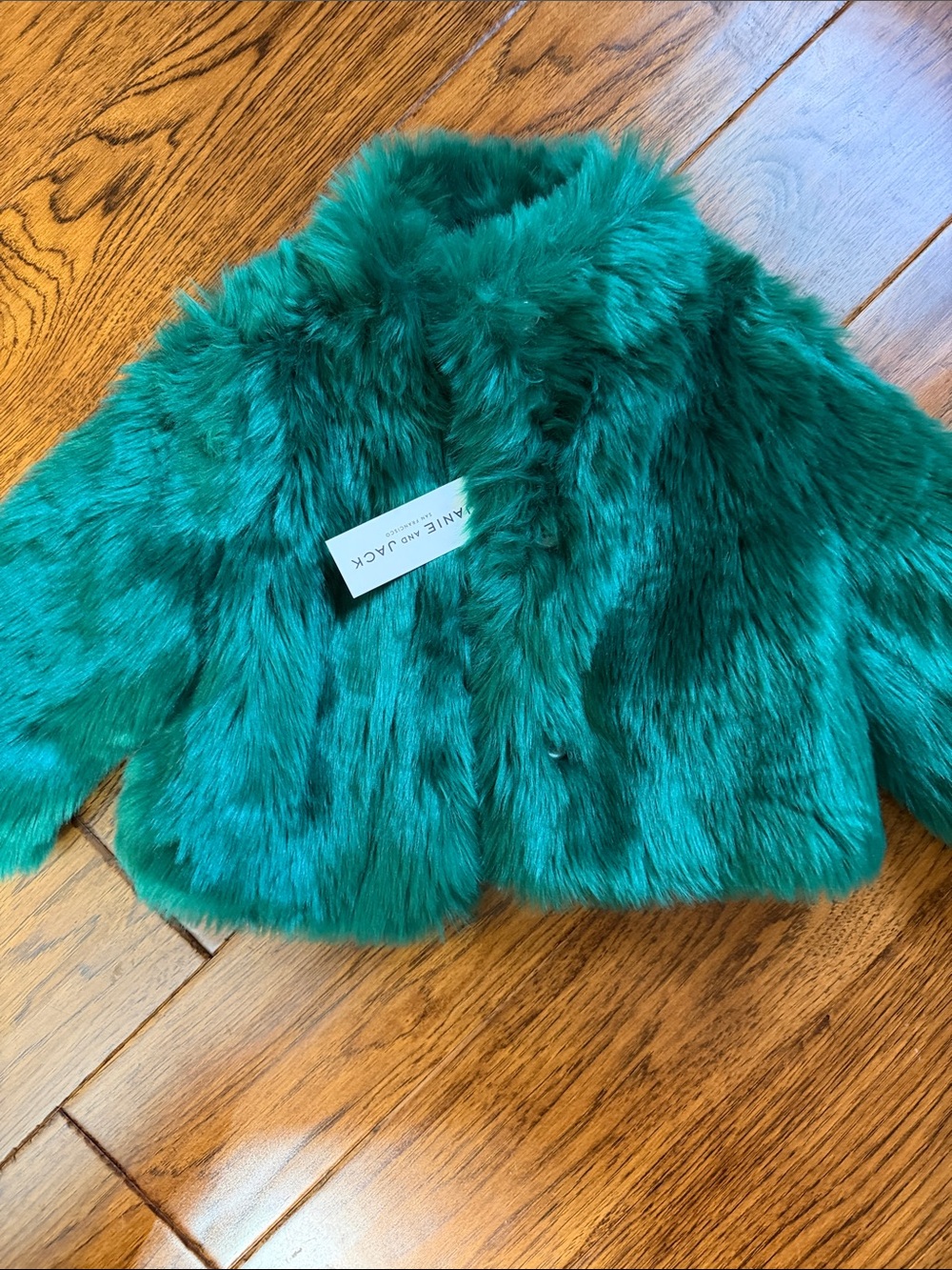 Janie and Jack Kids' Green Faux Fur Cape Jacket